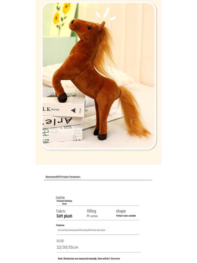 Adorable Little White Horse Plush Toy - Brown Pony Comfort Doll for Boys Birthday Gift