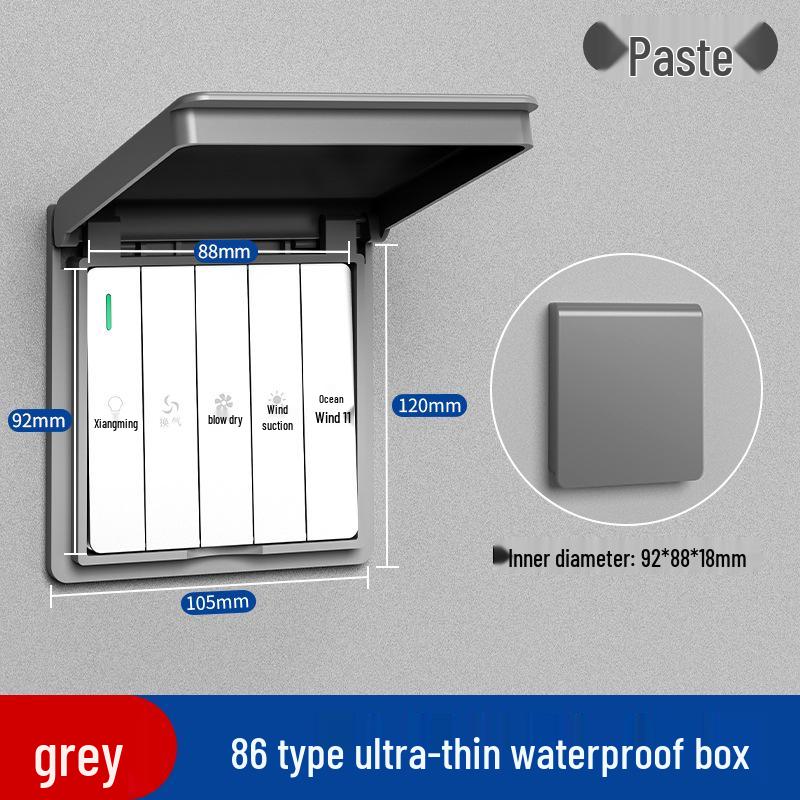 Type 86 Waterproof Bathroom Socket Cover: Child-Proof, Adhesive Shield Box