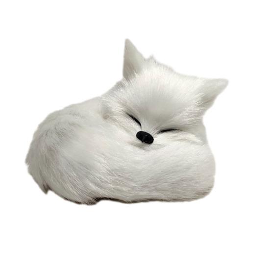 

Simulated Fox Model Realistic Artificial Fur Sleeping Fox Figurine Mini Animal Statue Home Office Decoration Ornament Animal Lovers Gift