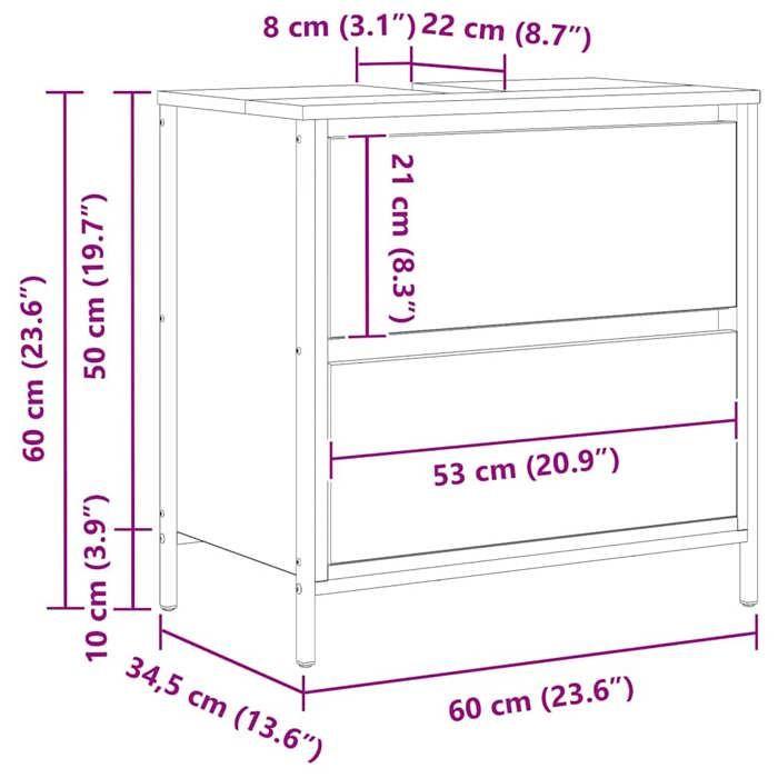 VidaXL Bathroom Furniture Washbasin and Drawers Sonoma Oak, Vanity Unit, Bathroom Storage Cabinet of 861883