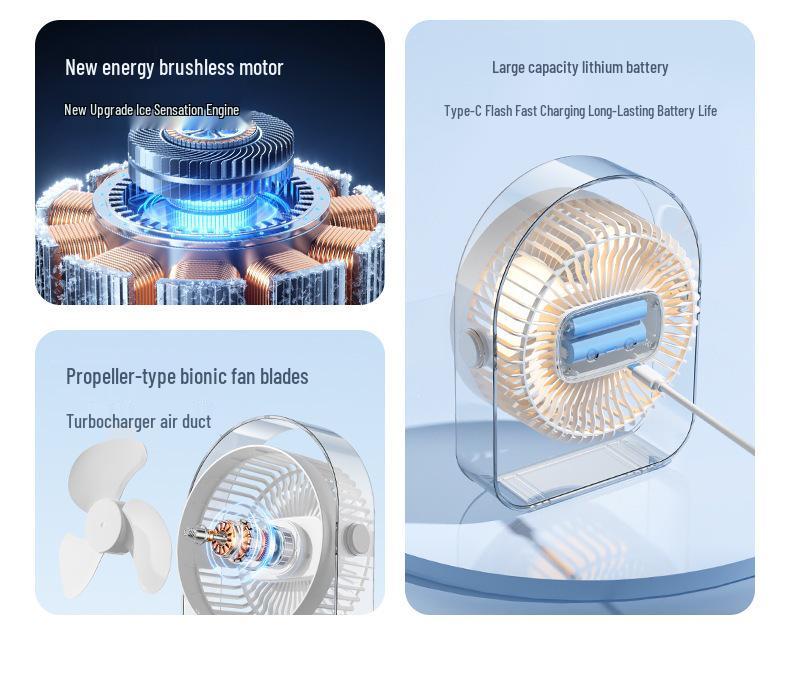 Portable Desktop Mini Fan with Multifunctional Light - Rechargeable and Powerful for Dorms and Desks