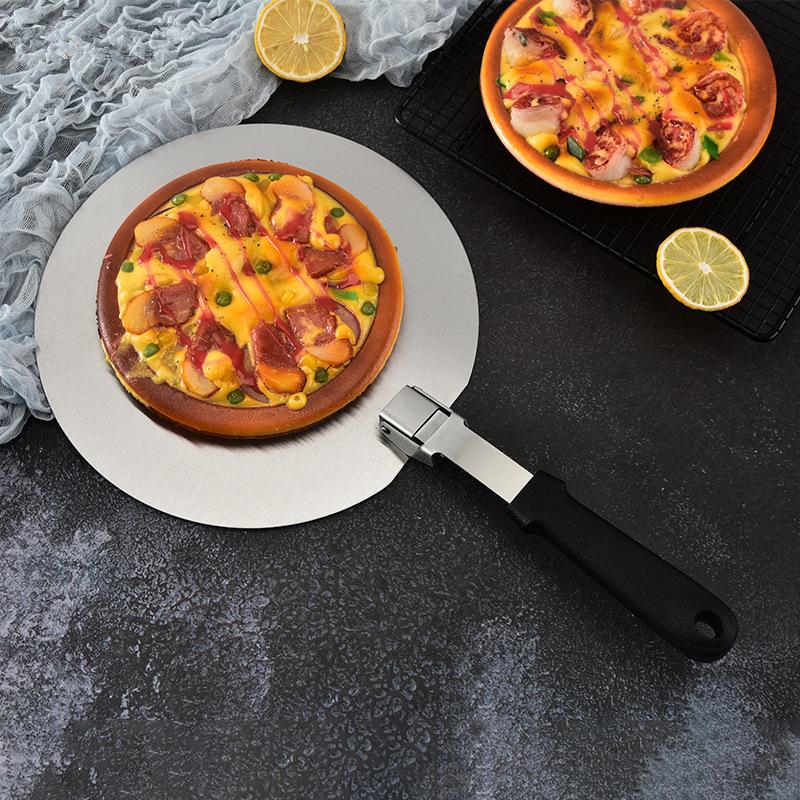 Placă de pizza din oțel inoxidabil, pliabilă, rotundă, non-stick, spatulă pentru clătite, lopată cu mâner din plastic, instrumente de copt pentru bucătărie