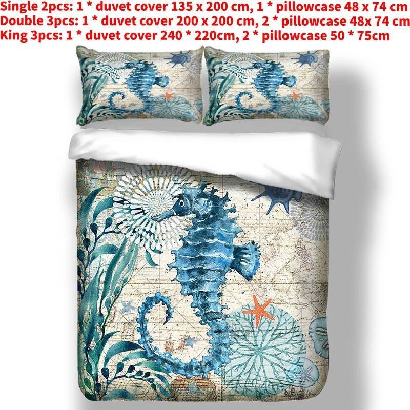 

And Modern Hippocampus Bedding Set With Activated Printing Comfortable Luxurious Single