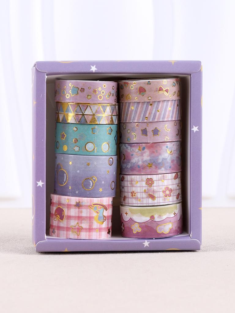 11rolls Washi Tape with Gold Foil Masking Tape Adhesive Paper Tape For Creative Decorative Tape Scrapbooking Supplies Washi Tape