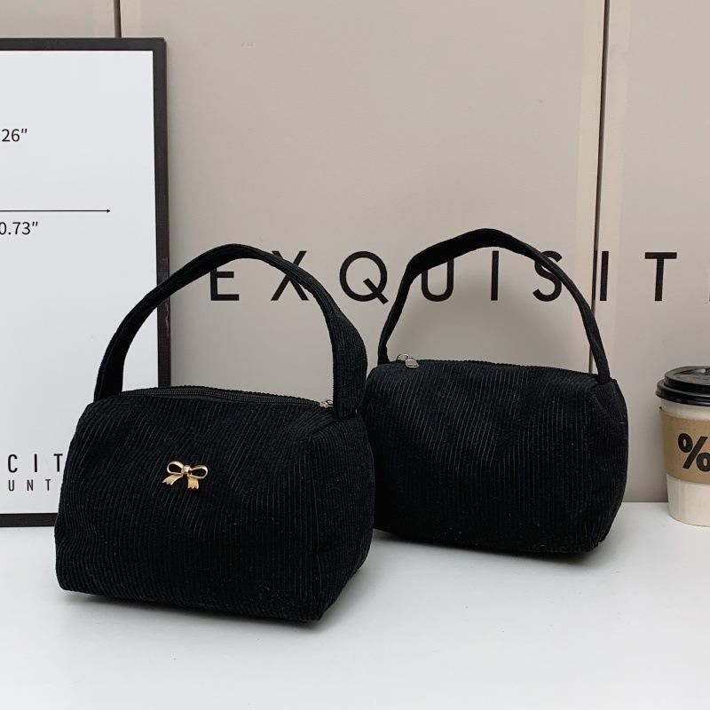 Casual solid color handbag New corduroy large-capacity pillow bag Strip fleece design single shoulder oblique span bag