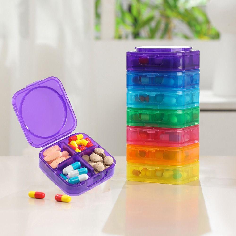 4 Mal täglich Wöchentliche Pillendose Große Kapazität Vitaminbehälter Medikamentenaufbewahrungsbox Fischöle