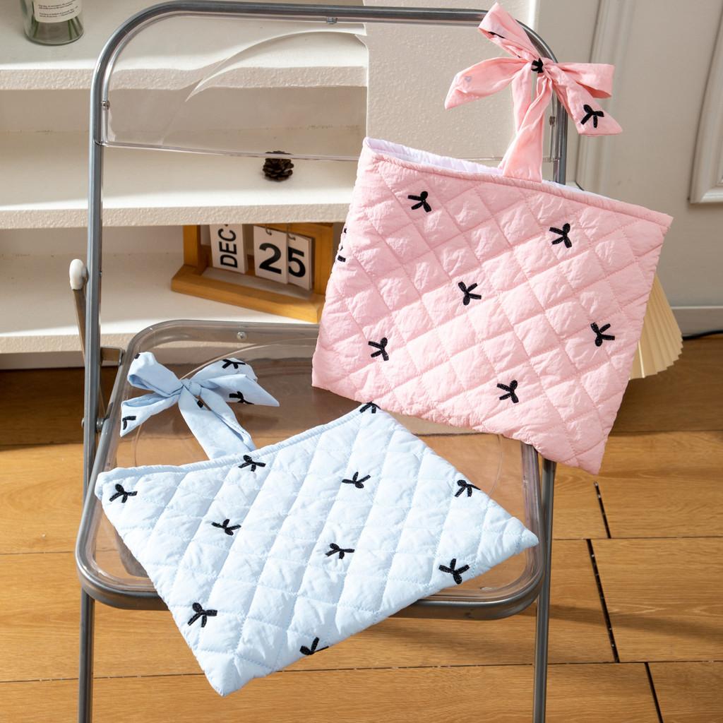 Sweet Style Large Capacity Makeup Organizer With Embroidered Bow For Women