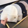 Fashionable Knitted Hat for Women In Autumn and Winter Thickened with Velvet Warm and Versatile Japanese Style Sweet Letter Style Woolen Hat