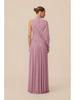 Elegant Halterneck Pleated Evening Gown with Swing Sleeves