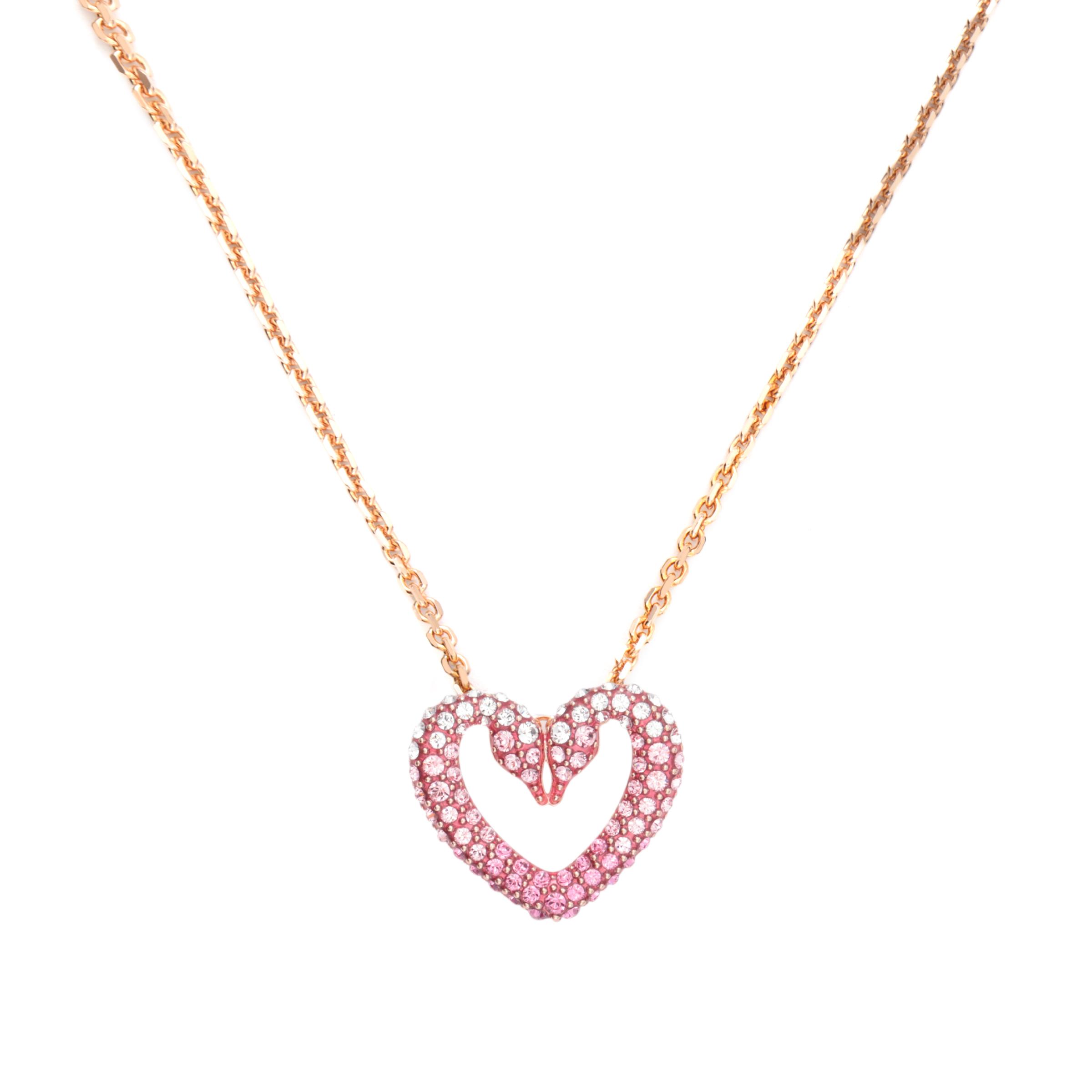 Swarovski Una Heart Shaped Rose Gold Tone Pendant Women jewelry Pink 5640301 Box (Random Color)