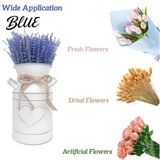 Farmhouse Style Flower Vase Vintage Iron Can Bucket Double-Handle Metal with Jute Bow