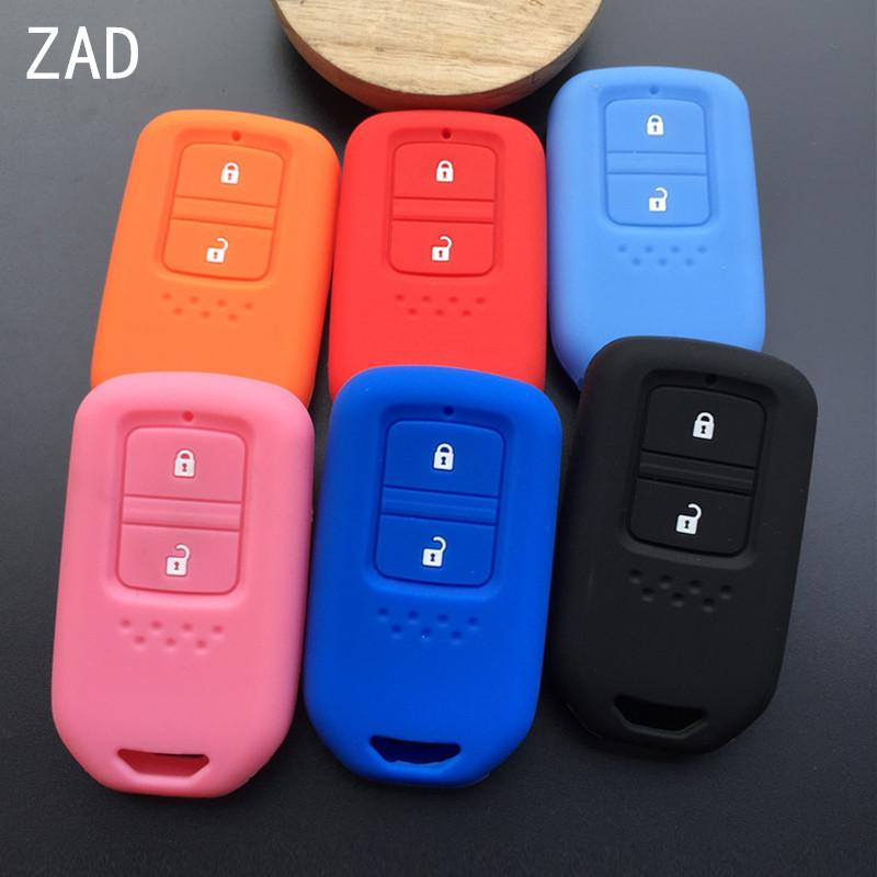 ZAD 2 button silicone rubber car key cover case holder for honda Vezel city civic Jazz CRV Crider HRV Fit Freed Smart key