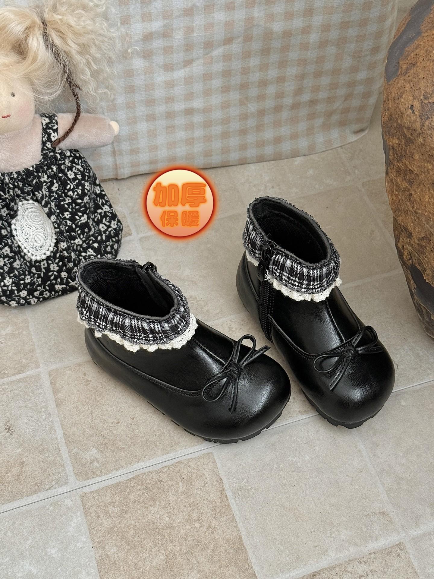 

XSHX Кружево Кружево | Девочки Короткие Ботинки Осень и Зима Флис Средневековые Челси Кожаные Ботинки Балет Резиновая Подошва 25