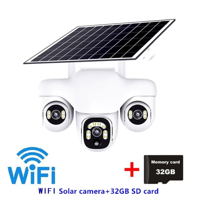 Solar Camera for Home Outdoor Use, Waterproof and Dustproof, Wiring-free, Three-screen Monitoring