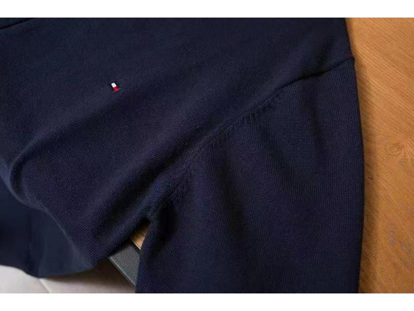 Tommy Men's High-Neck Embroidered Zipper Cardigan Sweater, Autumn/Winter '23 Collection