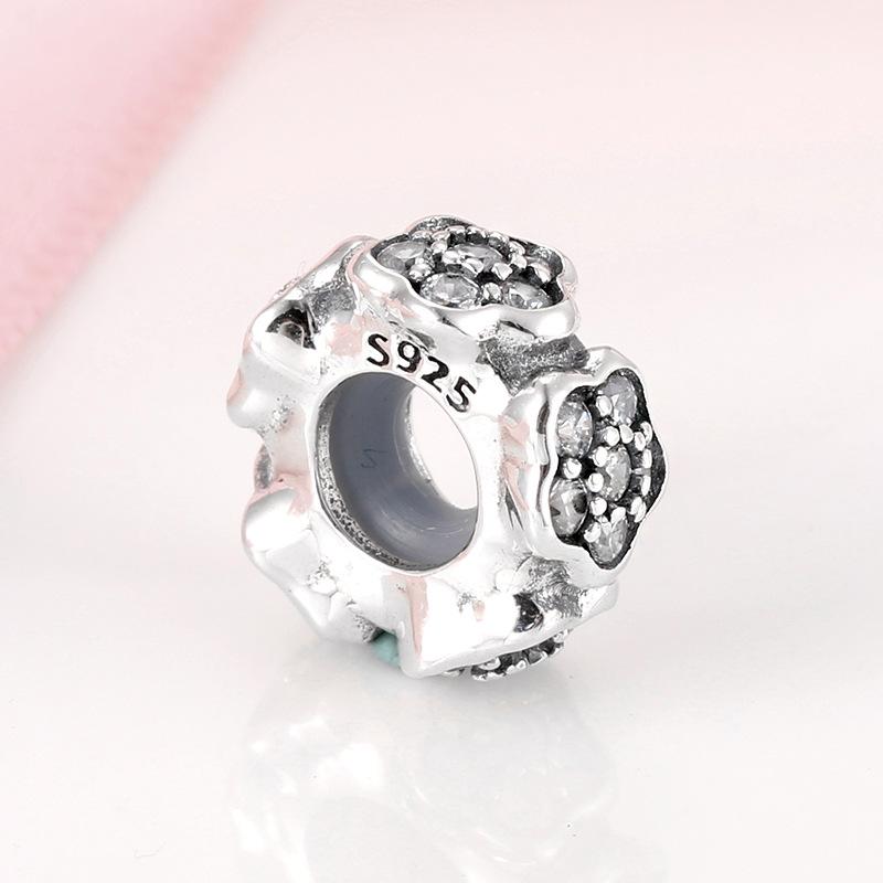 S925 Sterling Silver Beaded Spacer Beaded Diamond Flower Positioning Bead Bracelet Diy Jewelry Accessories