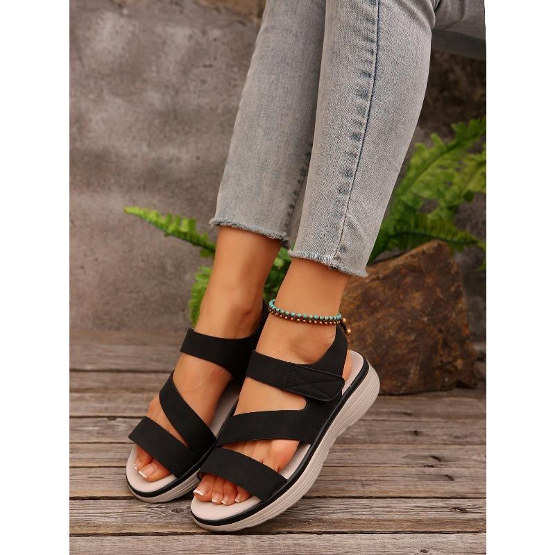 New Summer Women's Casual Wedge Heel Flat Soled Plus Size One Strap Sandals