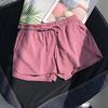 Elastic Waist Sports Loose Solid Color Cotton Blend Shorts