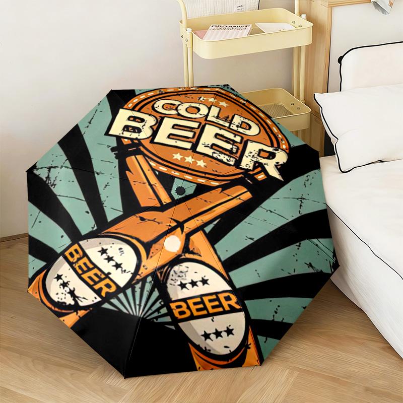 1PC Beer Automatic Umbrella - Suitable Travel Outdoor Portable Umbrella Birthday Gift Daily Essentials