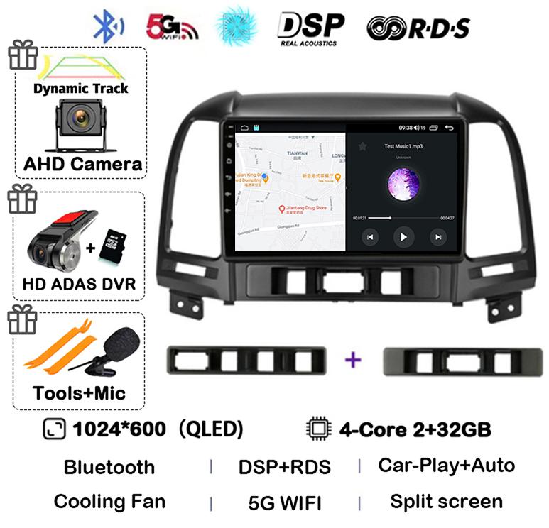 Android 14 Carplay Auto Car Radio For Hyundai Santa Fe 2 2006-2012 4G+WIFI Multimedia Player GPS 2Din Autoradio Stereo Head Unit