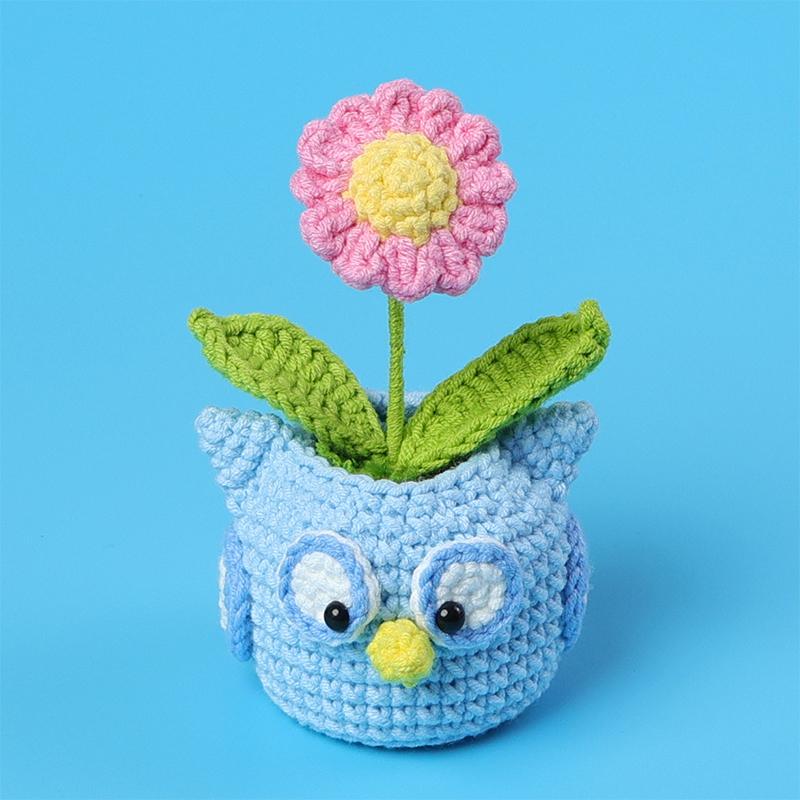 

Mini Animal Crochet Potted Cute Handwoven Cartoon Flowers Creative Hand-Knitted Home Desktop Ornaments Decor Gift