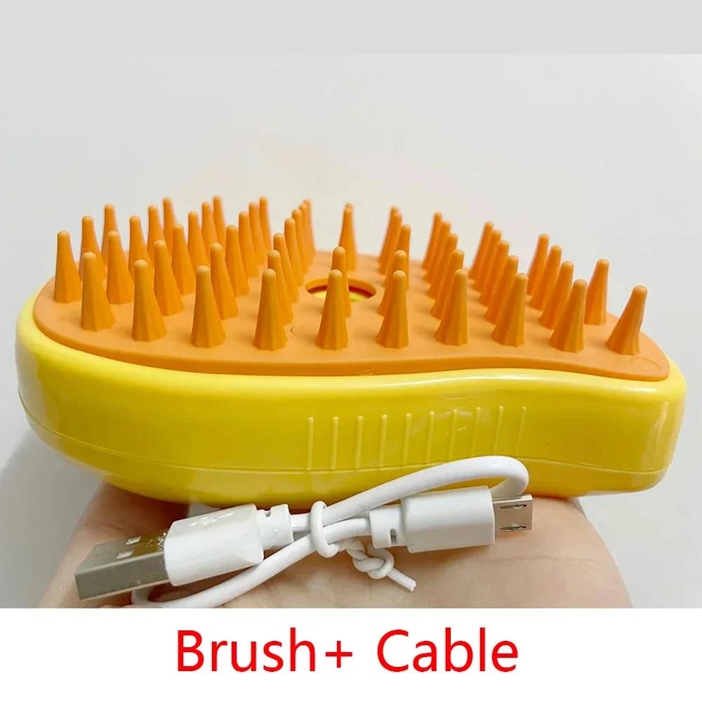 

Cat Dog Steam Brush Electric Spray Water Spray Kitten Pet Comb Soft Silicone Depilation Cats Bath Hair Brush Grooming Supplies жовтий