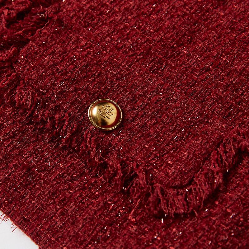 Xiangying Women's Red Wool Blend Short Jacket