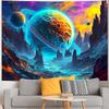 Yuiqear Psychedelic Planet Tapestry Trippy Galaxy Space Tapestries Neon Starry Sky Wall Decor Mysterious Universe Mountain Tapes