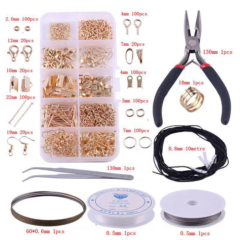 DIY Jewelry Accessory Set: Lobster Clasp, Jump Rings, Crimp Beads, Beading Tools