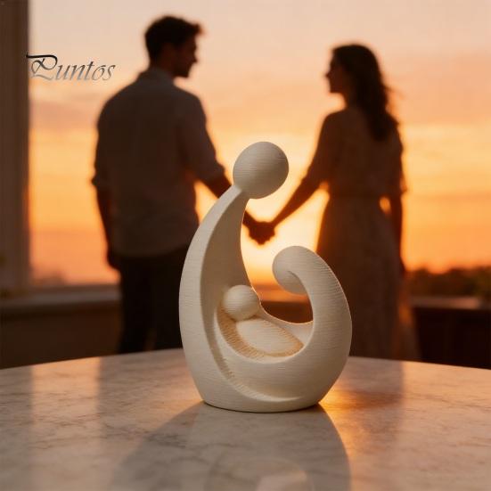 Lines Figure Family of 3 Figurine 3D Printed Parents And Kids Statue Themed Christmas Decor Modern Sculpture for Living Room Bedroom Shelf TV Stand