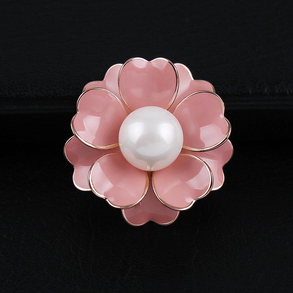 Korean Camellia Pearl Drip Brooch: Floral Cardigan Pin & Shawl Buckle for Women's Suit Accessories