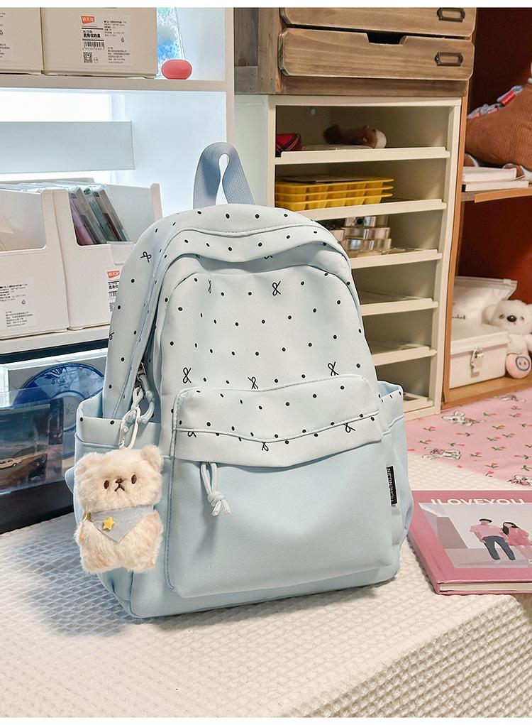 Schoolbag girly heart atmosphere polka dot bow versatile high value backpack female student schoolbag commuting simple backpack