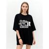 Camiseta Oversized Preta Estampa Gráfica Drive Like You Stole It Casual Streetwear Moda Top para Mulheres Roupas de Verão