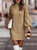 Autumn/Winter Solid Color Long-Sleeve Turtleneck Sweater Dress for Women