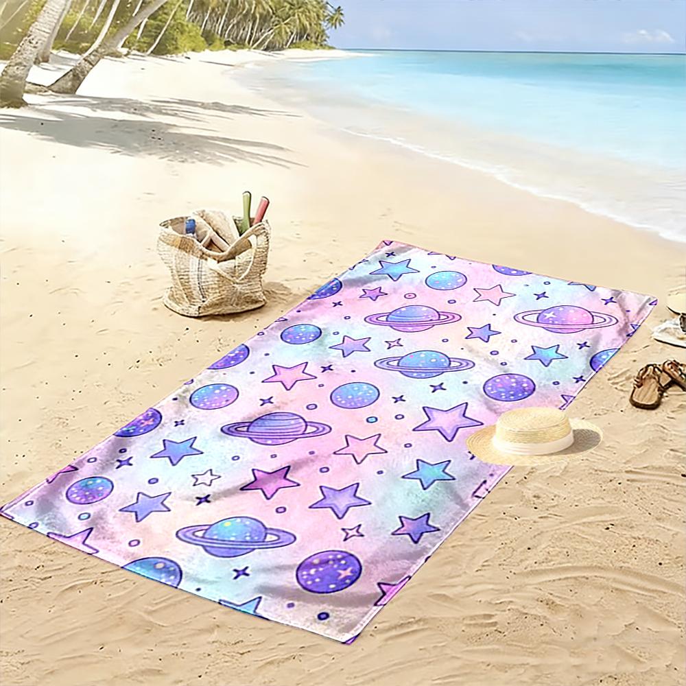 Galaxy Stars and Planets Design Beach Towel Beach Towel Quick-drying for Travel Outdoor Sports Jogging Beach and Swimming