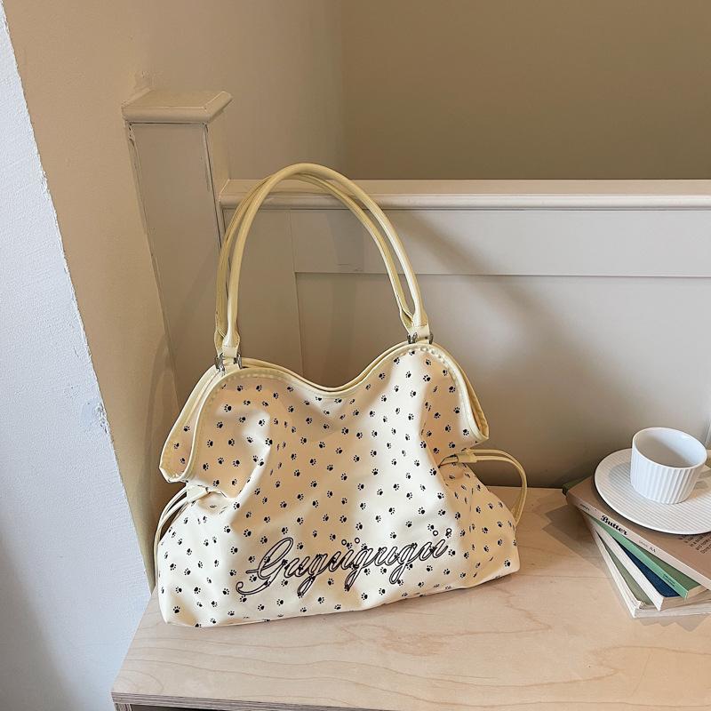 New Arrival Lazy Style Tote Bags Wrinkled Polka Dot Large Capacity Shoulder Bag Women Fashion Colorblock Commute Underarm Bag