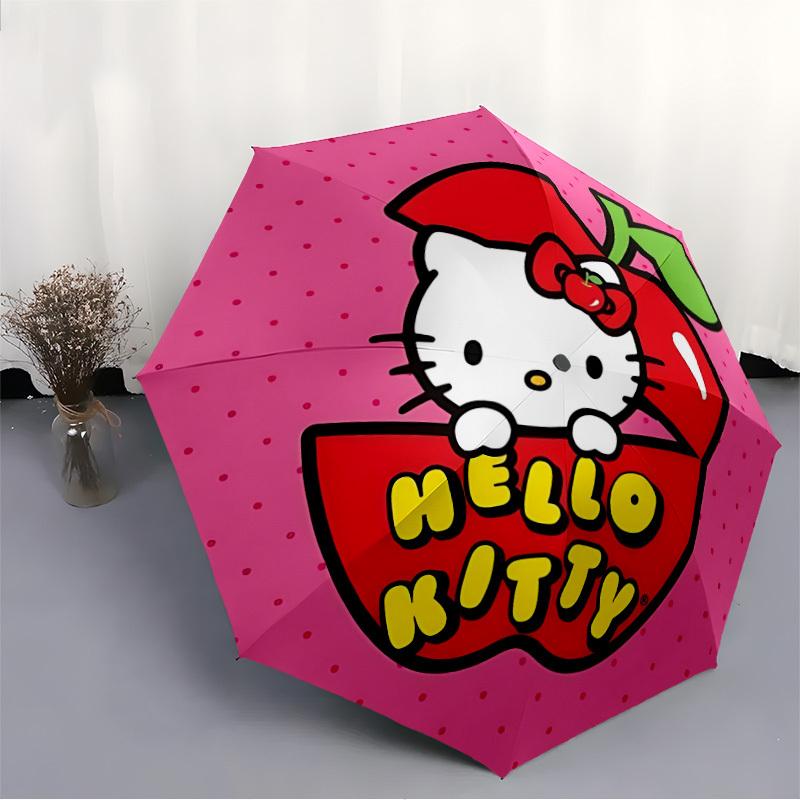 1pc apple hello kitty Automatic Umbrella 8-Bone Design Compact Gear for Outdoor Travel, Perfect Helloween Chrismas Gift for Friends or Family yy250829