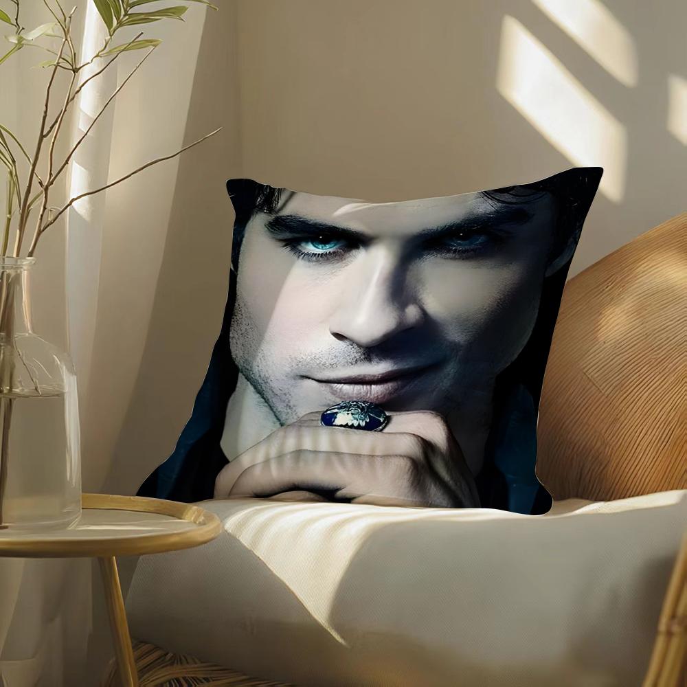 

Cool Man DDamon Salvatore Pillow Case DoubleSided Plush Sofa Cushion Covers Organic Breathable Invisible Zipper 30x30 cm