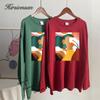 Hirsionsan Vintage Printed Long Sleeve T-shirt Women Loose 100% Cotton O-neck Tees Female Chic Aesthetic  Graphic Pullover 2023