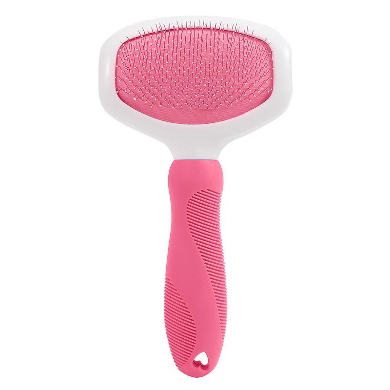 

Rubber handle Pink blue handle Protective hair Pet comb Cat dog cleaning Beauty Pet needle comb Automatic hair removal and hair removal large розовый