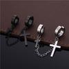 Titanium Steel Tassel Cross Dangle Earrings Women Ear Clip Korean Stud Earrings Men Ear Cuff