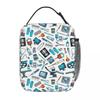 Bolsa de Almuerzo Aislada con Patrón de Equipo Médico para Niños, Nevera Escolar, Fiambrera Térmica, Bolso Tote, Contenedor de Fiambreras Portátil