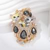 Vintage Two Cat Brooch Light Luxury Imitation Rhinestone Brooch  Clothes Decoration