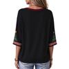Women's Casual Christmas Animal Print V-Neck Pullover Top for Holiday Outfits