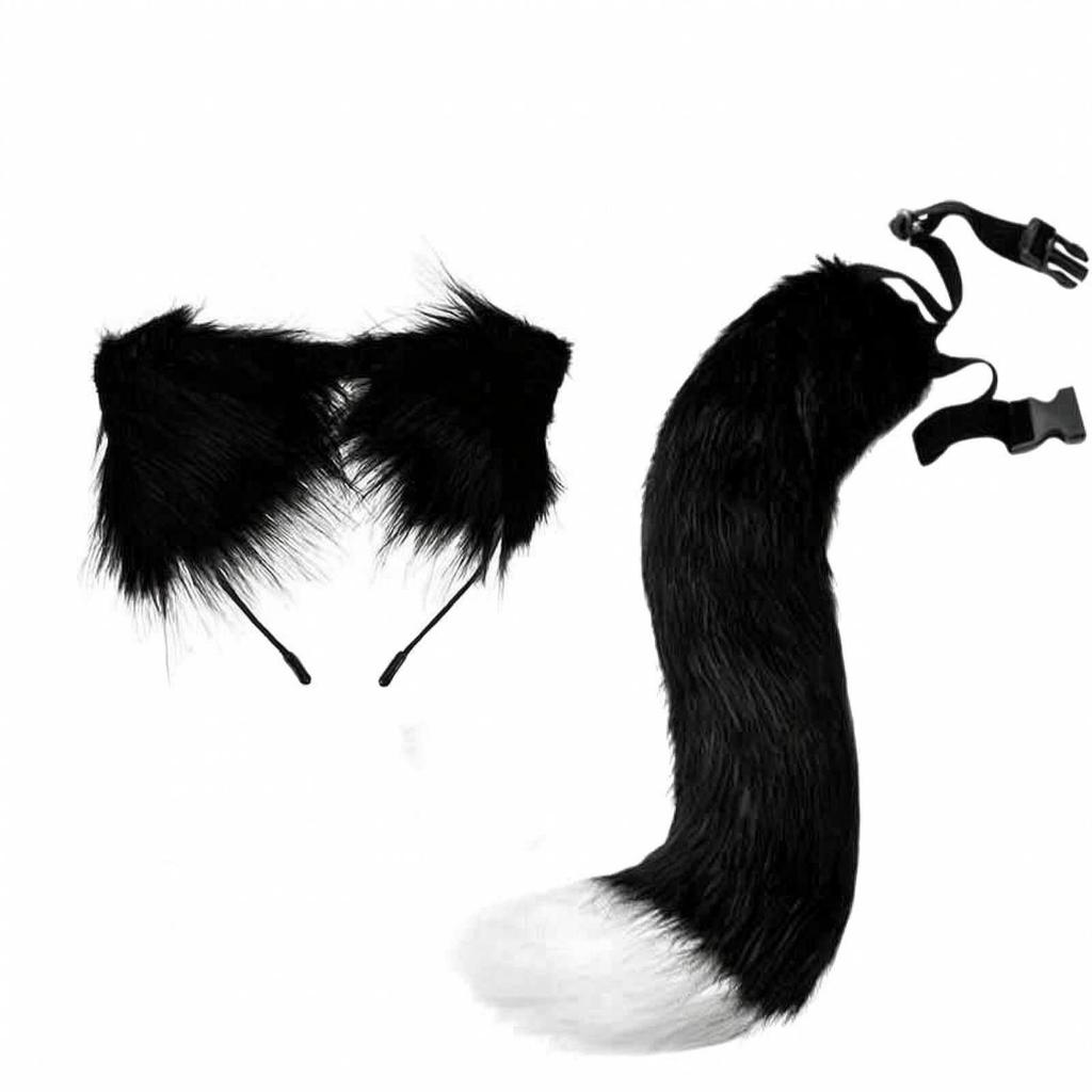 Cat Ear Headband with Tail Furry Ears Long-Lasting for Cosplayers