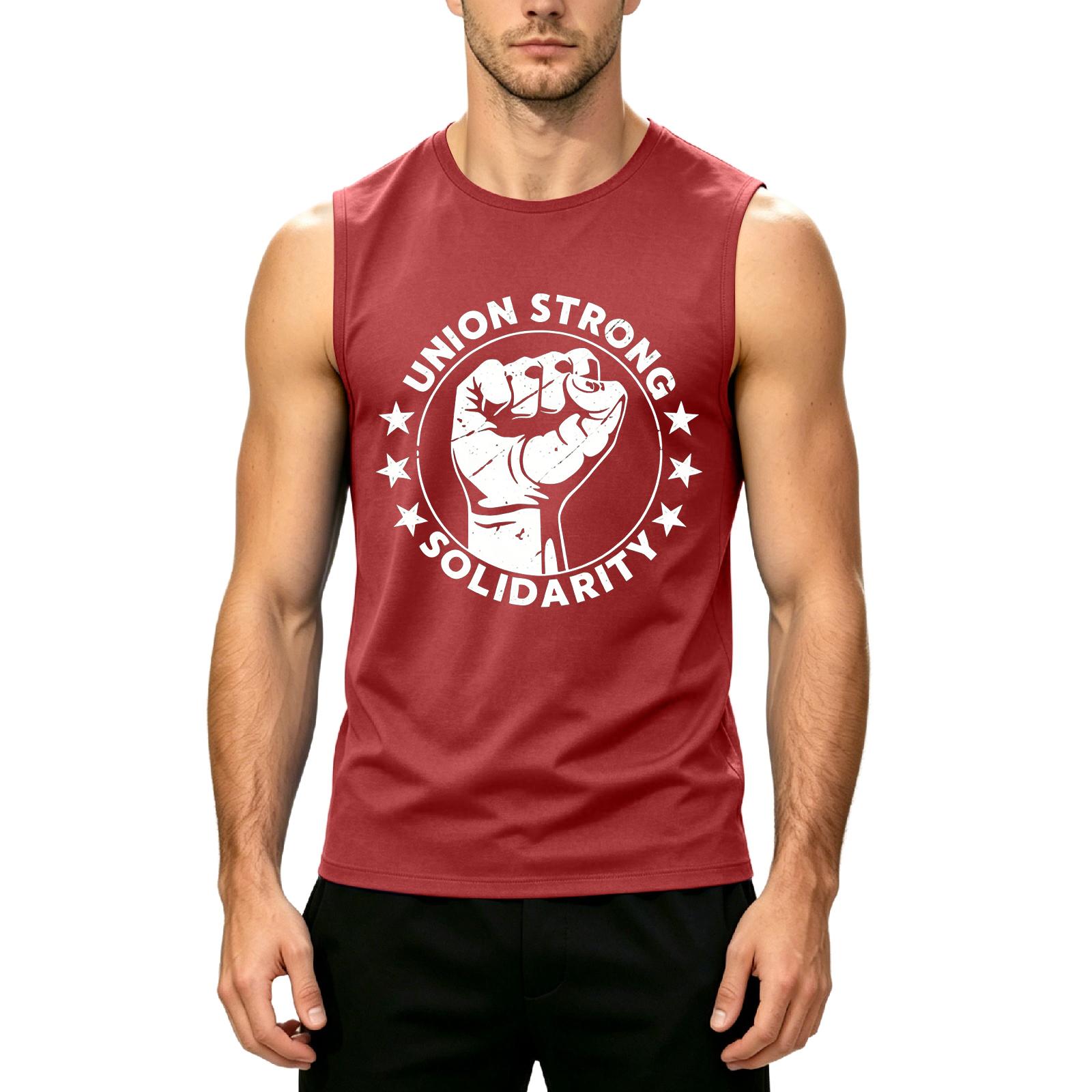 

Men s Sleeveless Crew Neck Tank Top with Strong Solidarity Graphic Print Casual Relaxed Fit Shirt for Daily Wear XL червоний