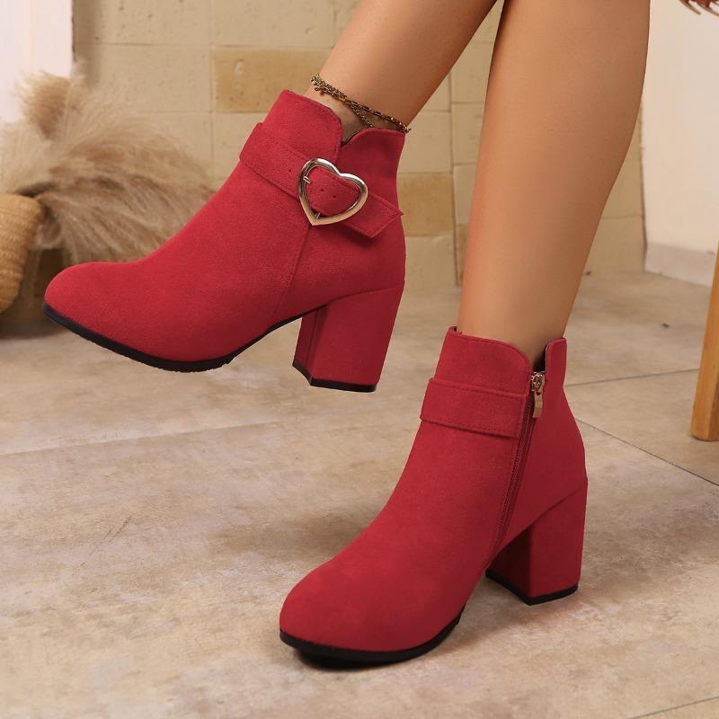 Women's Wide Width Chunky Heel Ankle Boots, Mid-Heel Martin Boots, TK Popular Wholesale Booties for Women