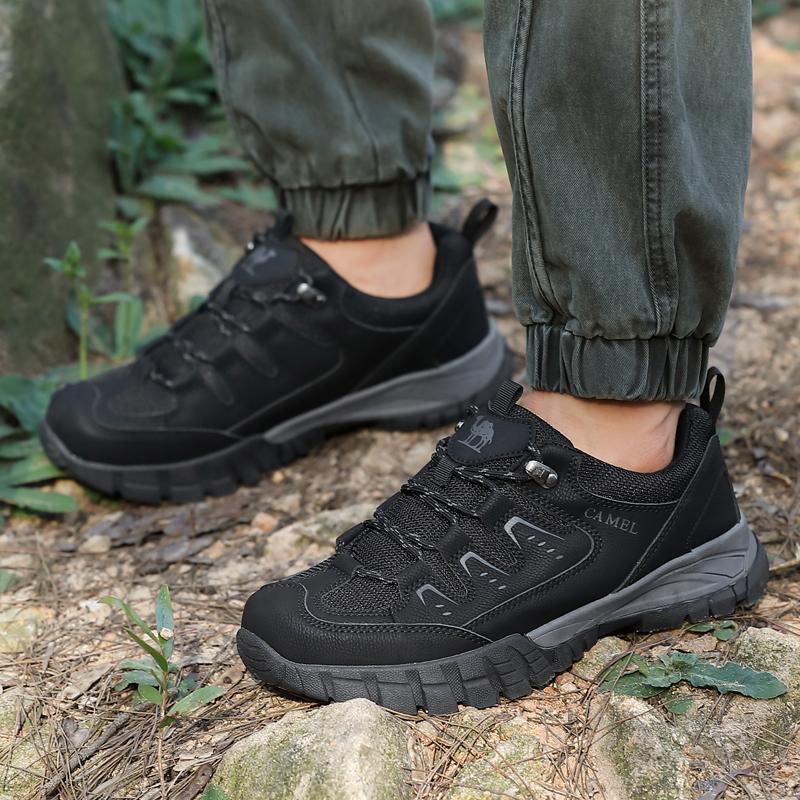 Black Hiking Shoes Men Designer Climbing Trekking Sneakers for Men Non-slip Breathable Wear-resistant Mens Walking Sneakers
