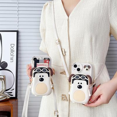 For IPhone 17 Promax Crossbody Rope Phone Case for Apple 15 Plus Dog Wallet Card Bag 15 Pro Female 8
