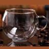 150/300ml Heat Double-layer Glass Cup Transparent with Handle Resistant Coffee Cup & Saucer Milk Juice Water Cup Festival Gift